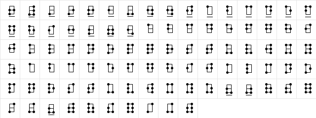 Braille Pinboard HC Regular  glyph index