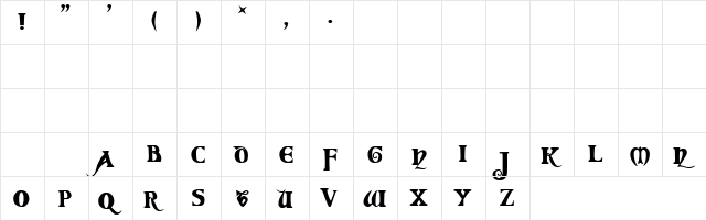 Coverack Demo Regular  glyph index