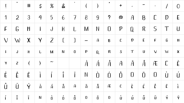 Little Funny Regular  glyph index
