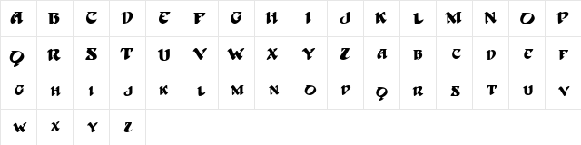 Strong Regular  glyph index