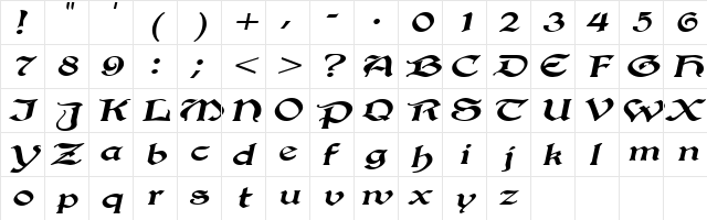 InnkeeperExtended Italic  glyph index
