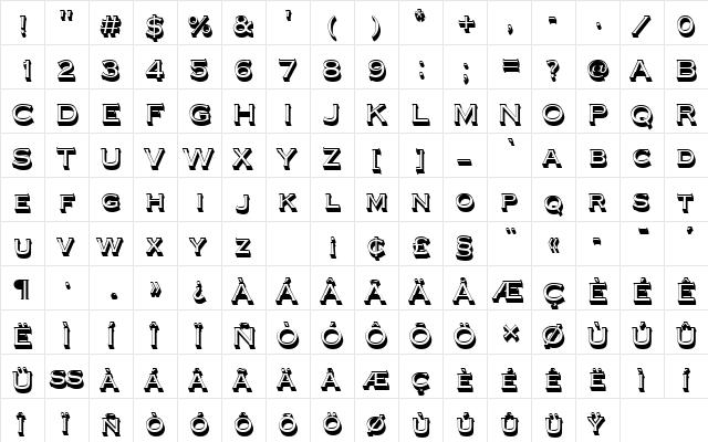 CopperplateTMedSh1 Regular  glyph index