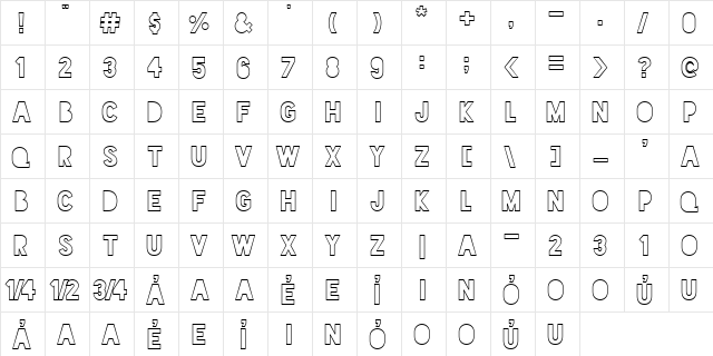 Blackout Sunrise  glyph index