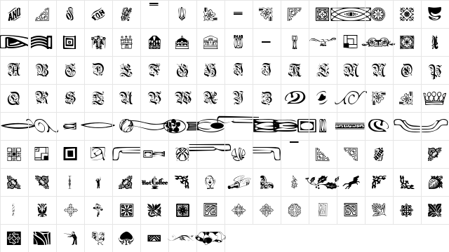 Elegant Dings Regular  glyph index