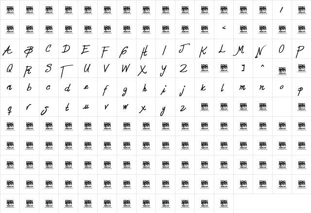 Zule DEMO Script  glyph index