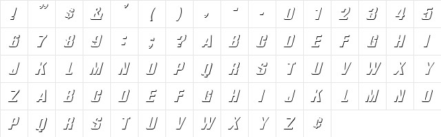 Relief Grotesk Italic  glyph index