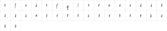 Argenta Alternate Regular  glyph index