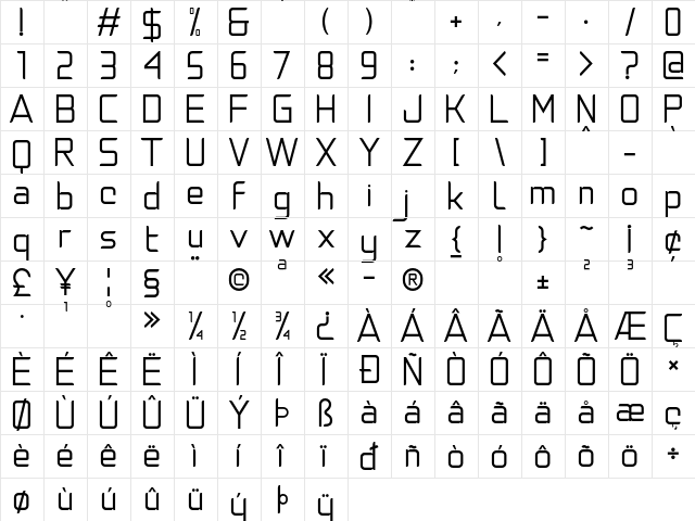 Natalisa Regular Demo Regular  glyph index