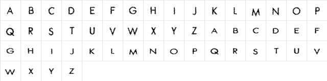 Spat Crumb Regular  glyph index