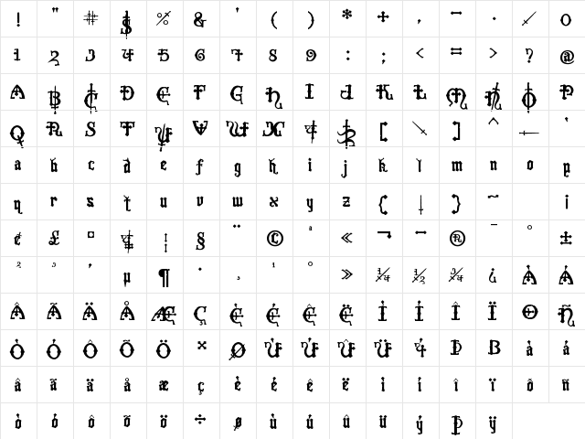 Crusades Crusades  glyph index