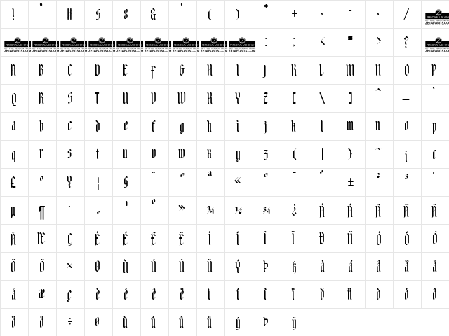 Adlibitum Regular  glyph index