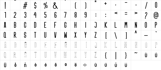 MONKEY Italic  glyph index