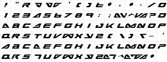 Sea Dog 2001 Italic Italic  glyph index