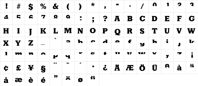 HalfsAreEnoughLatin Regular  glyph index