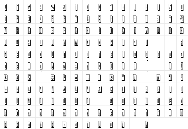 Image Regular  glyph index