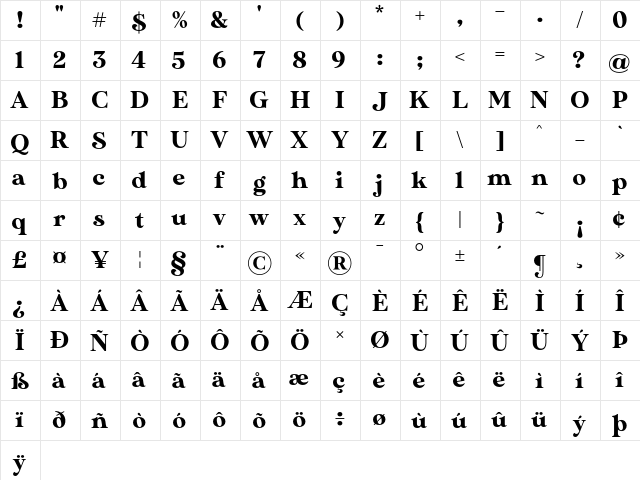 MADE Sunflower Regular  glyph index
