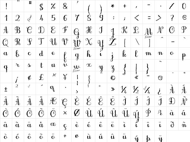 OnlyOneDollarDemo Medium  glyph index