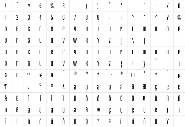 HouseGothic LightAltCap s  glyph index