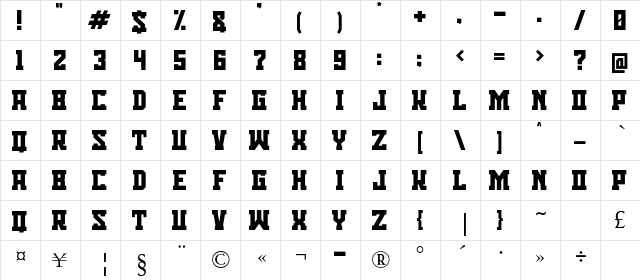 Bisson Capital Regular  glyph index