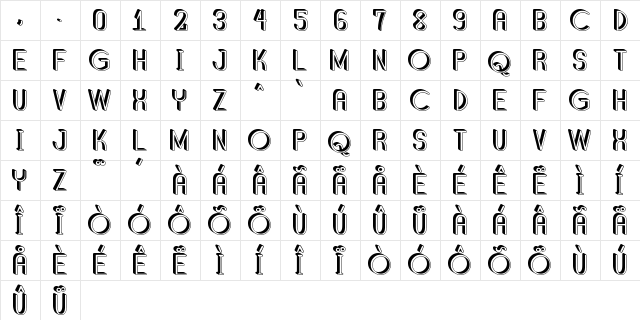 Shadded South Regular  glyph index