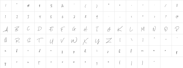Scarlette DEMO Regular  glyph index