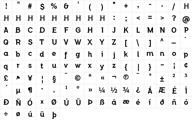 Flamante SemiSlab Medium  glyph index