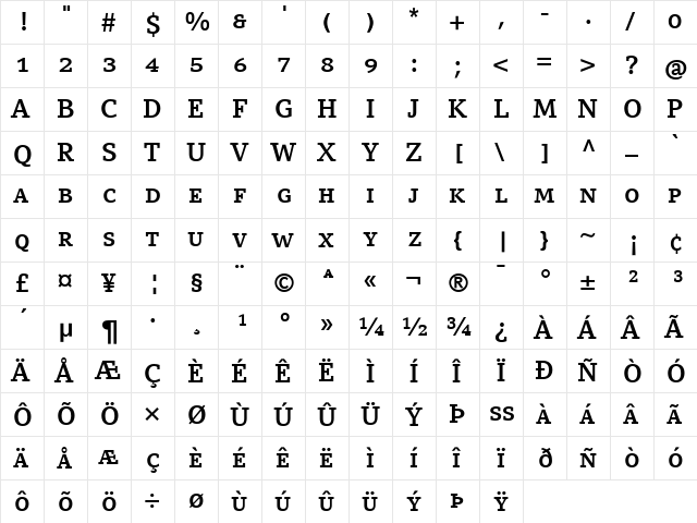 CompatilLetter LT Regular  glyph index