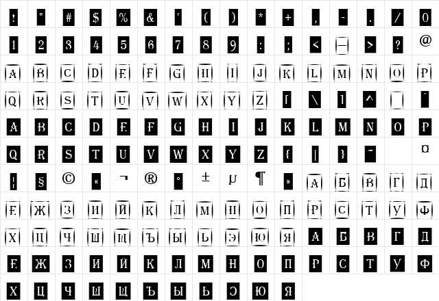 a_AlgeriusCmDc1Cmb Regular  glyph index