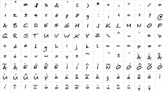 moanHand Regular  glyph index
