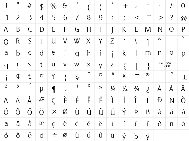 Que SSi Regular  glyph index