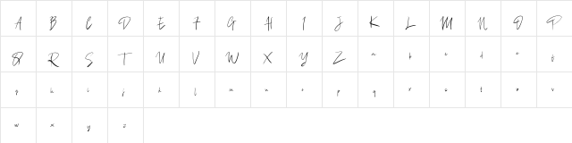 BandaraSignature Regular  glyph index