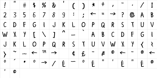 Fine 'Tooning Regular  glyph index