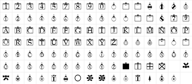 Christmas Ornaments Regular  glyph index
