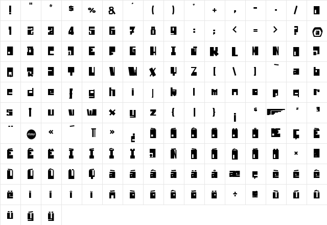 Drone Nation Regular  glyph index