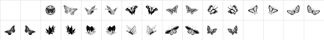 LM Butterflies Regular  glyph index
