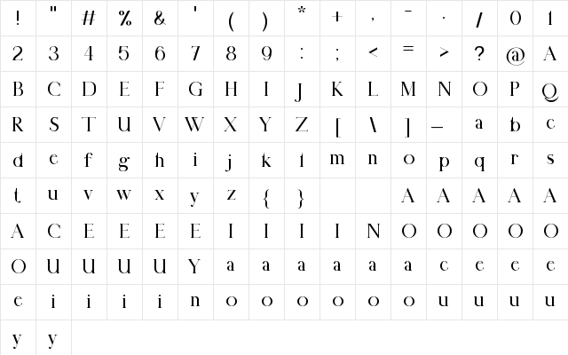 Blade Brotherhood Regular  glyph index