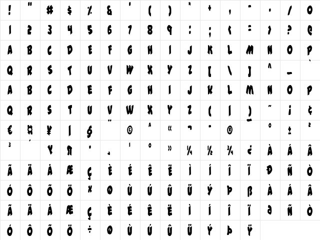 #44 Font Condensed Condensed  glyph index