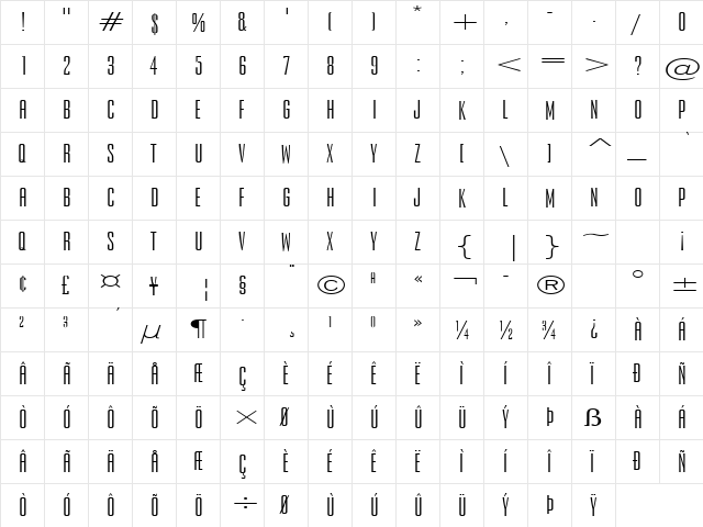 Expel Extended Normal  glyph index