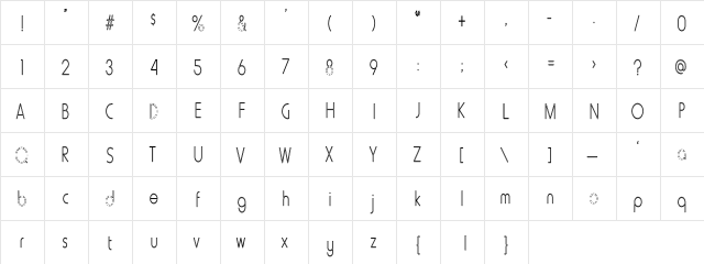 Howard-LightHC Regular  glyph index