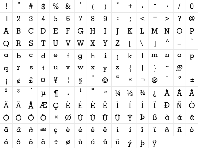 Jaak SSi Medium  glyph index