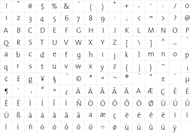 TheMixExtraLight Plain  glyph index