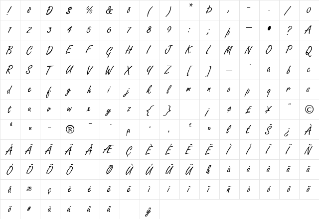 TOFTLUND Regular  glyph index