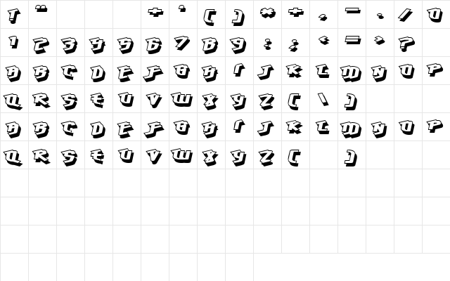Hawkeye Regular  glyph index