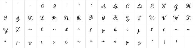 Hillary Script Demo Regular  glyph index
