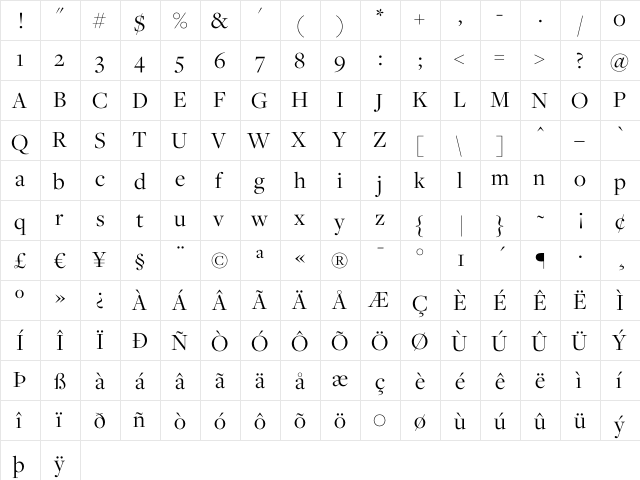 Freight Disp Book  glyph index