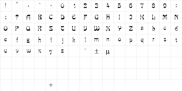 BistroSSK Regular  glyph index