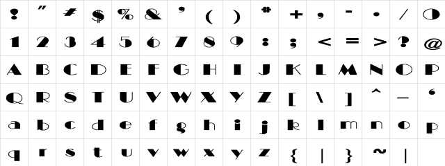 BIGCITY-Normal Extended Regular  glyph index