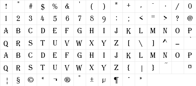 a_AlgeriusNr Regular  glyph index