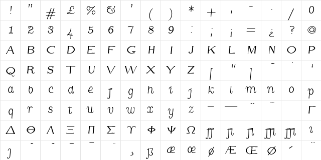 cmfi10 Regular  glyph index