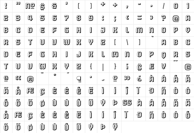 Judgement Regular  glyph index